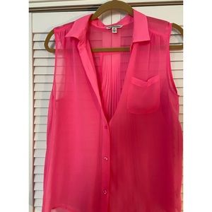 Pink Sheer Sleeveless Top
